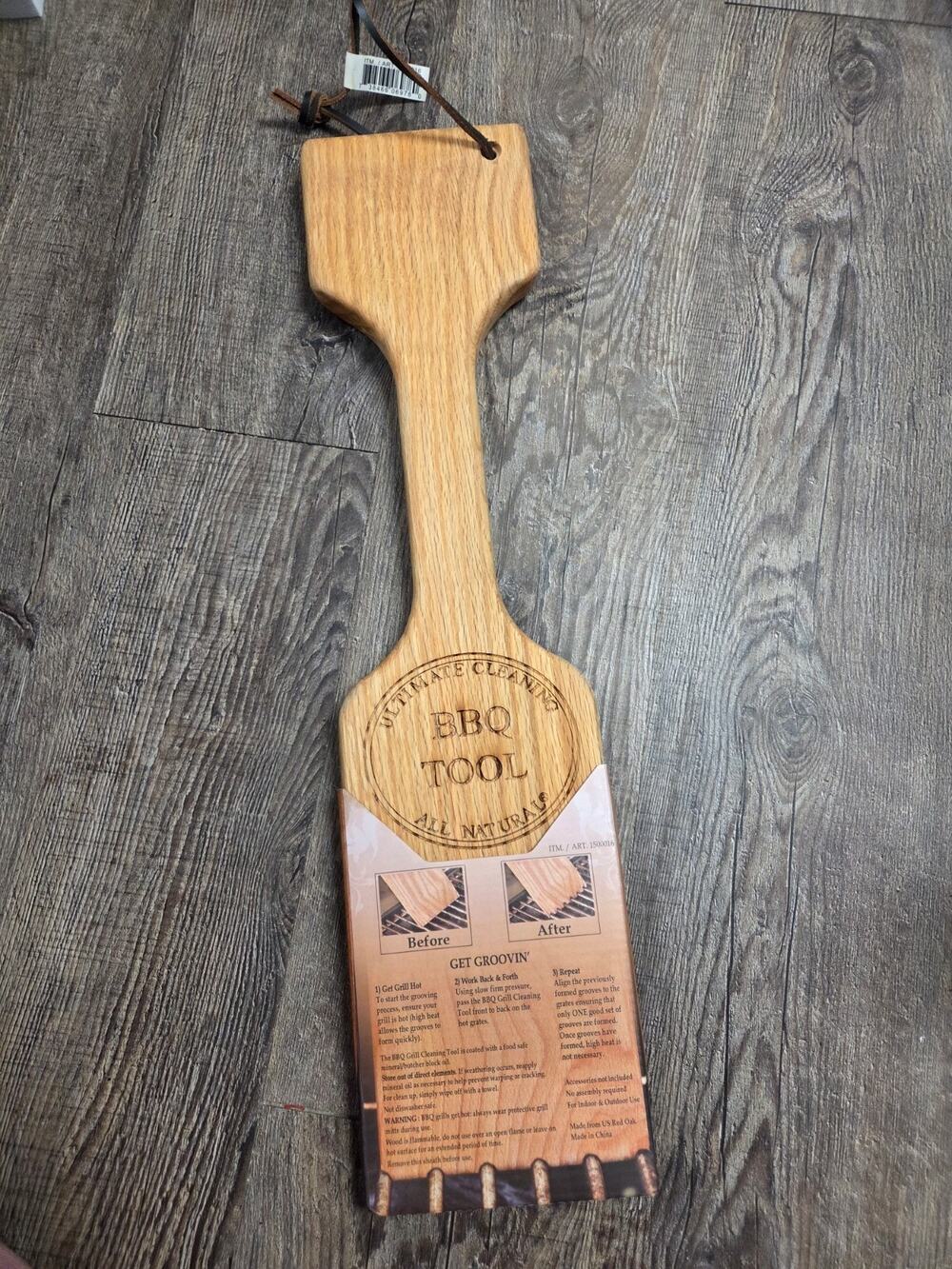 Ultimate Cleaning Wood Paddle BBQ Grill Cleaner Scraping Tool New Natural NEW